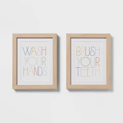 8"x10" 2pk Kids' Framed Wall Arts - Pillowfort™: Multicolor Typography, Vertical Lithograph, Be... | Target