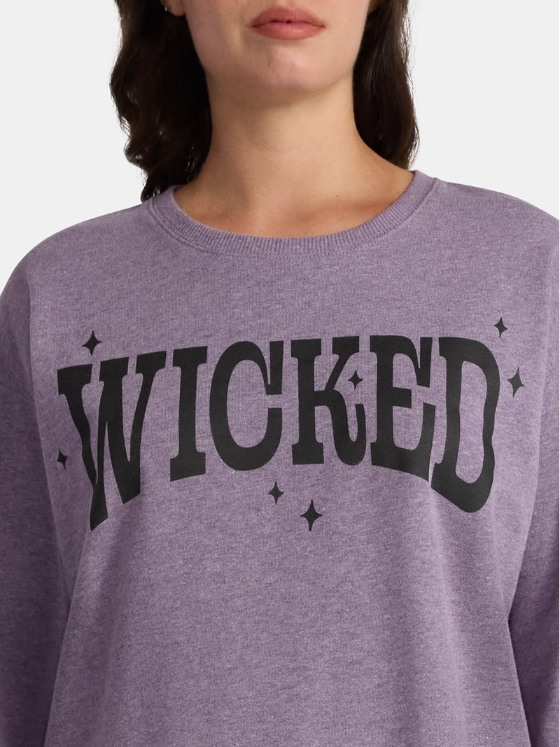 Women's Halloween Perfectly Wicked Graphic Fleece Sweatshirt from Way to Celebrate, Sizes S-3XL | Walmart (US)