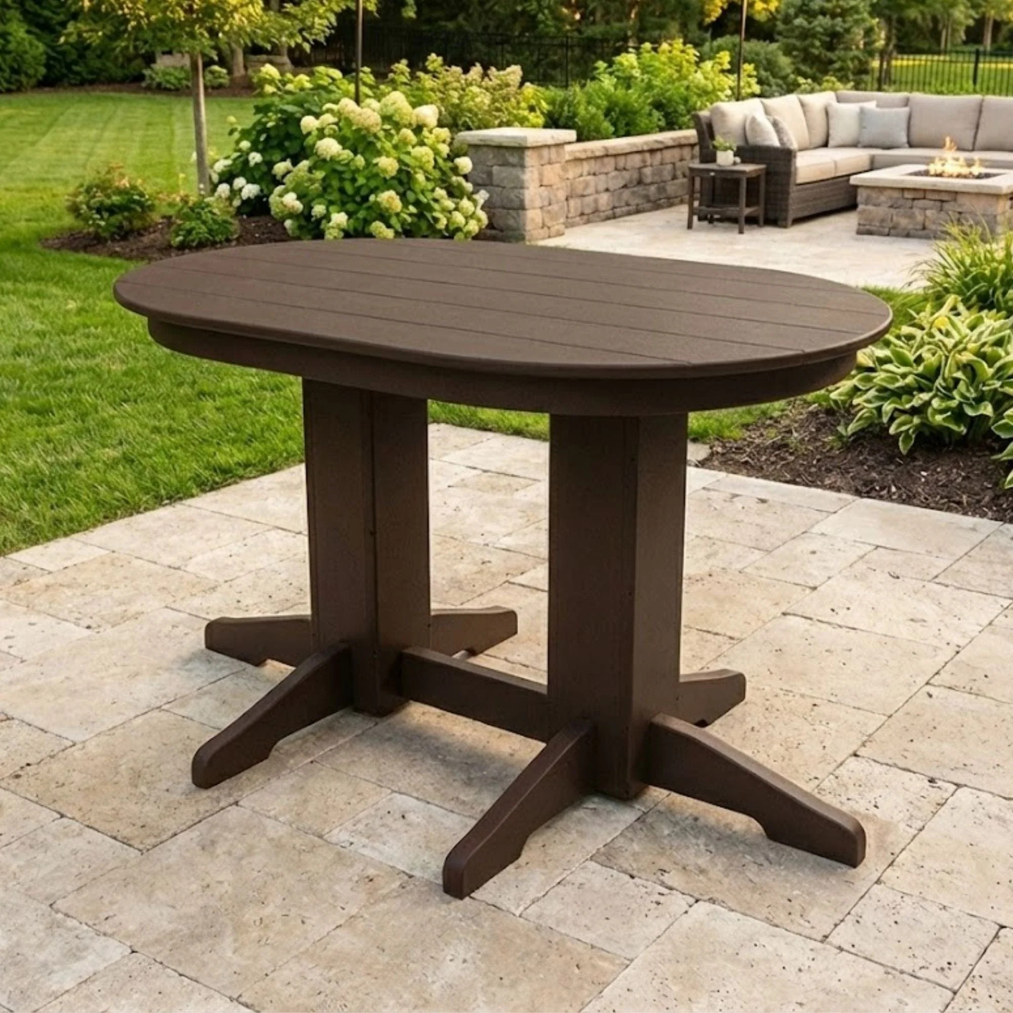 Keystone Amish Co. Poly Composite Oval Outdoor Counter Height Dining Table | The Porch Swing Company