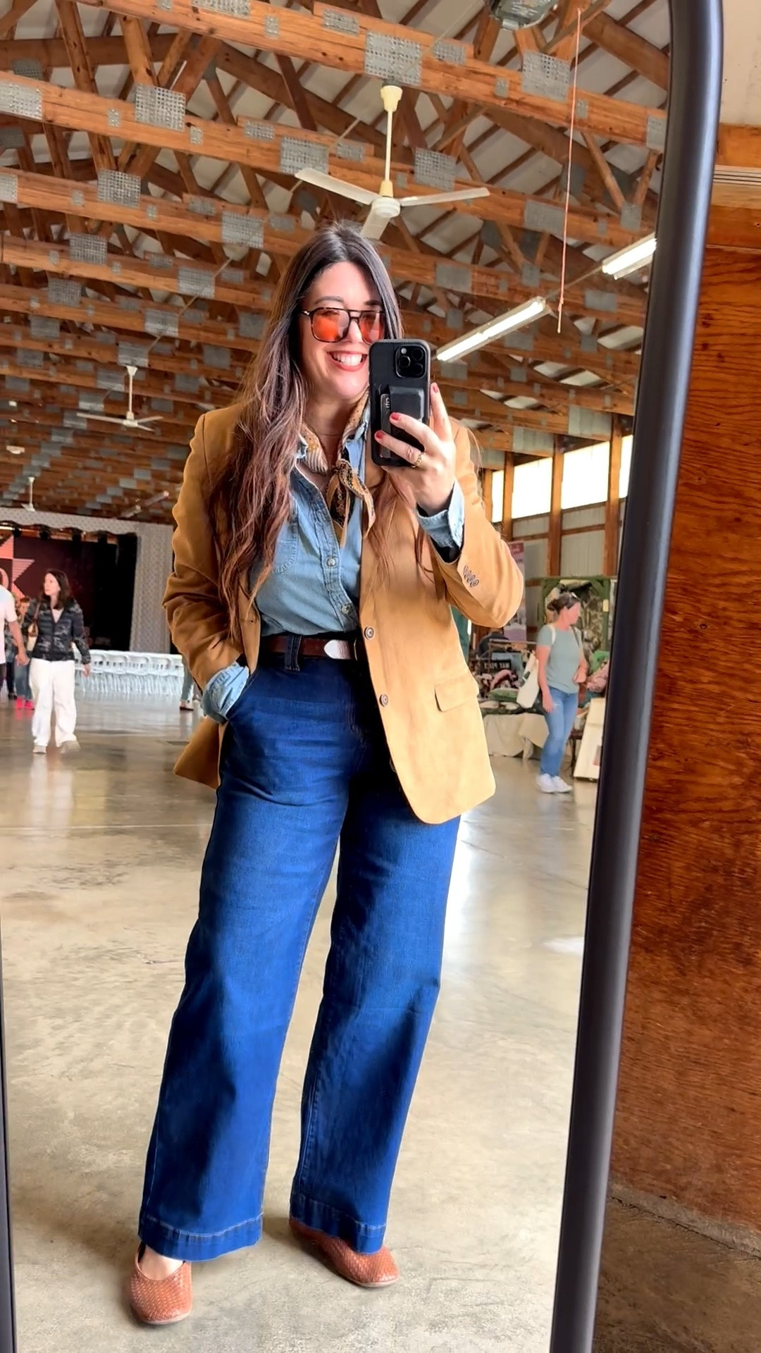 I bought these $30 trouser jeans in 3 different washes because they are sooooo comfortable! 
TTS. Everything else is thrifted!