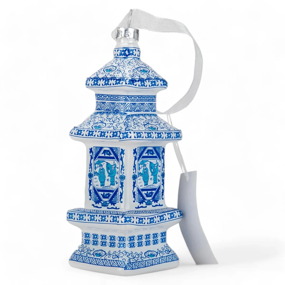 Asian Pagoda Blue and White Glass Ornament (Set of 2) | Perigold