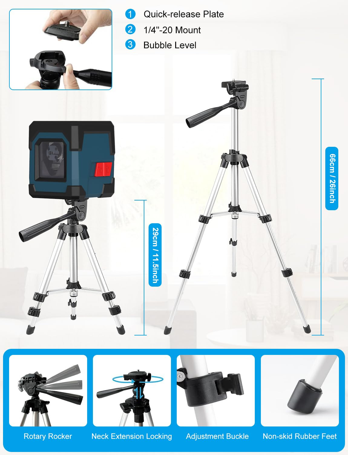 Laser Level, RockSeed Cross Line Laser with Self-Leveling, Vertical and Horizontal Line, Rotatabl... | Amazon (US)