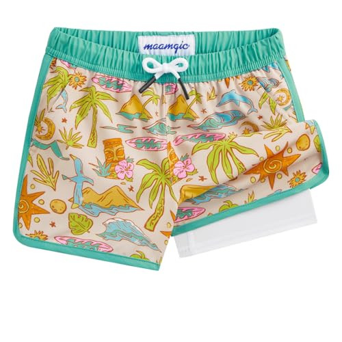 maamgic Boys Swim Trunks with Compression Liner Vintage Swim Shorts Toddler Swimsuit | Amazon (US)