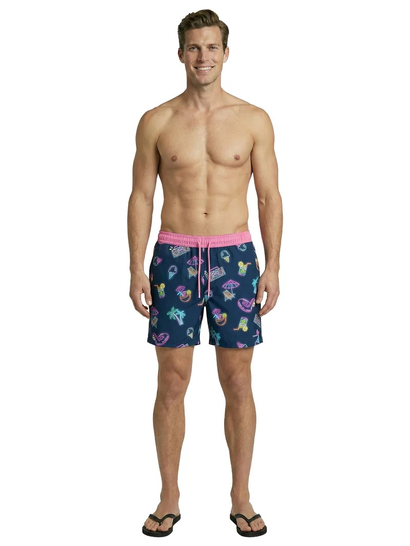 Birdie Bound Men's Printed Neon Pool Party Swim Trunks, Sizes S-3XL | Walmart (US)