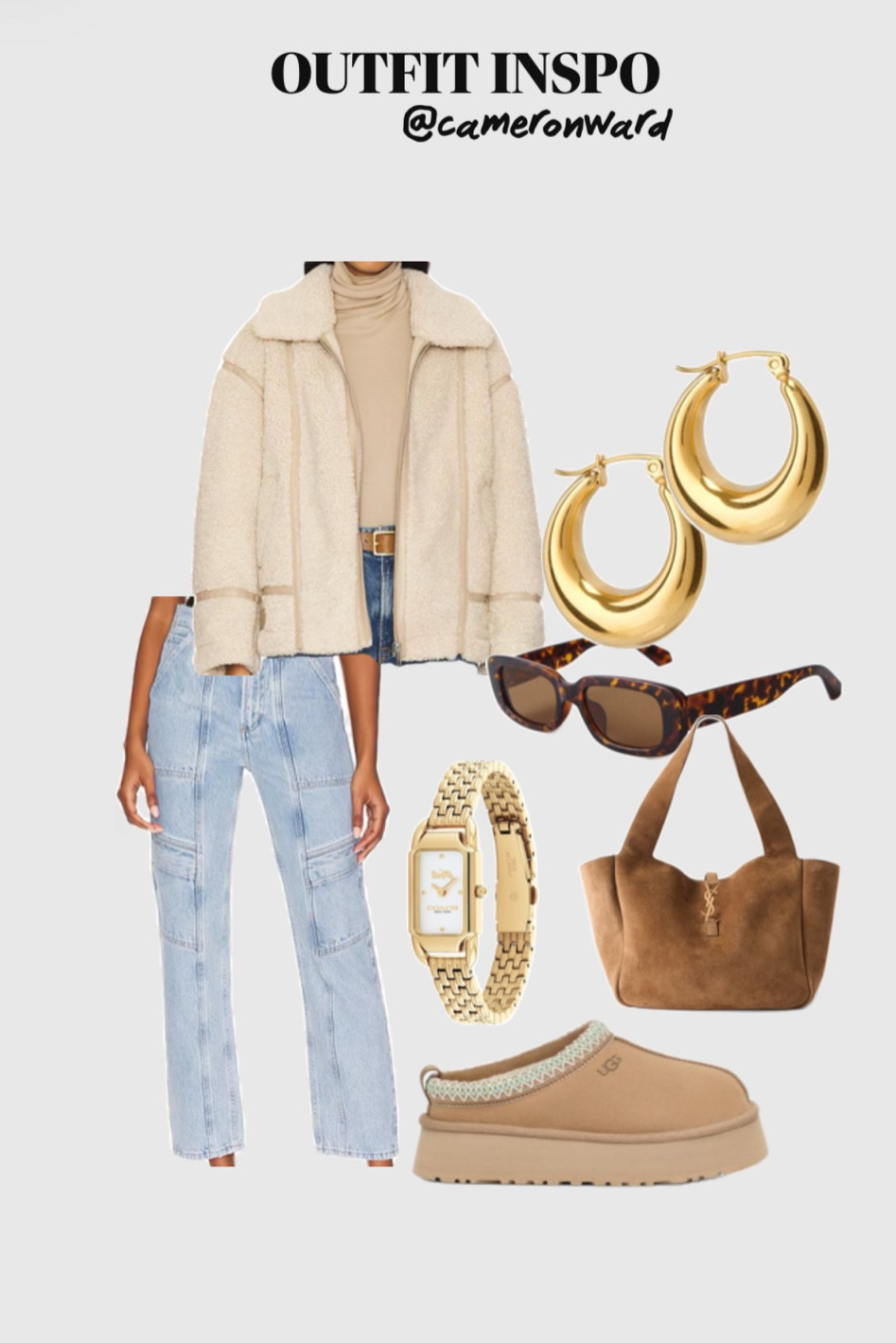 Sherpa jacket, fall jacket, cargo jeans, Ugg boots, suede bag, gold hoops, fall outfit idea, fall outfit inspo 

#LTKSeasonal #LTKStyleTip #LTKShoeCrush