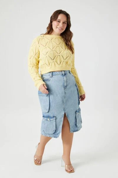 Plus Size Chambray Cargo Skirt | Forever 21 (US)