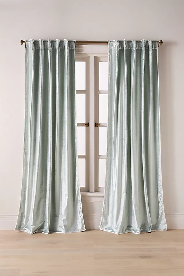 Adelina Piped Velvet Woven Curtain | Anthropologie (US)