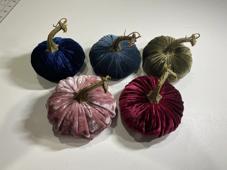 Velvet Pumpkins, Large, Medium and Small, farmhouse, handmade, home decor, fall | Etsy (US)