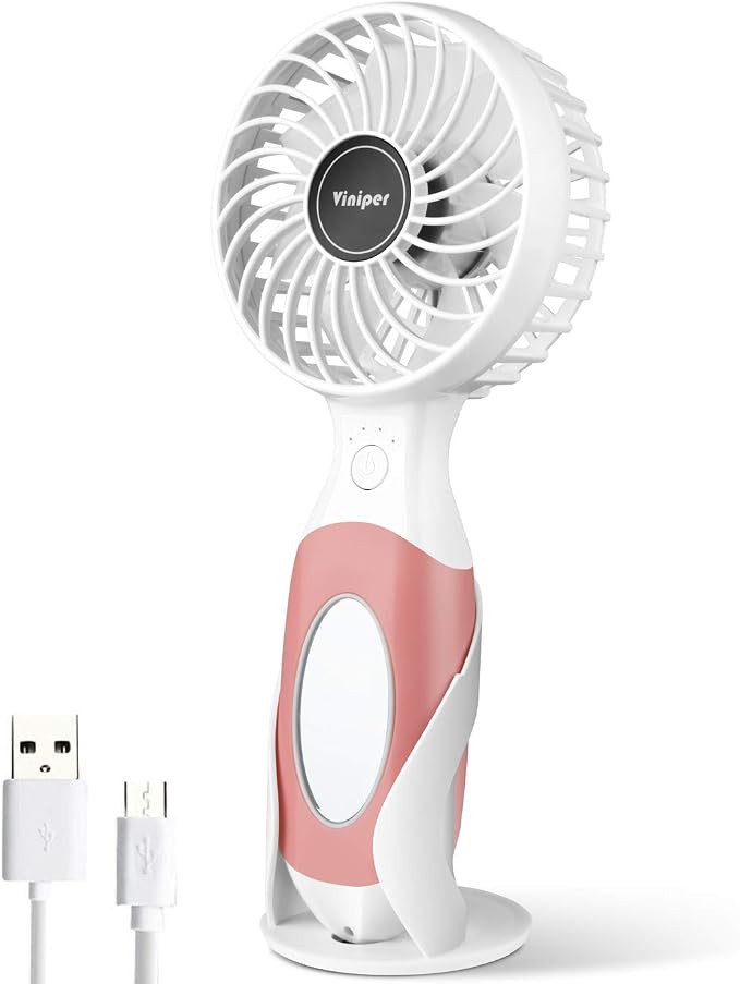 Small Handheld Portable Fan, Rechargeable Battery & USB Powered, 3 Speeds 6-26 Hours Quiet Workin... | Amazon (US)