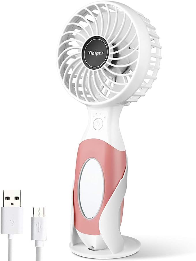 Small Handheld Portable Fan, Rechargeable Battery & USB Powered, 3 Speeds 6-26 Hours Quiet Workin... | Amazon (US)