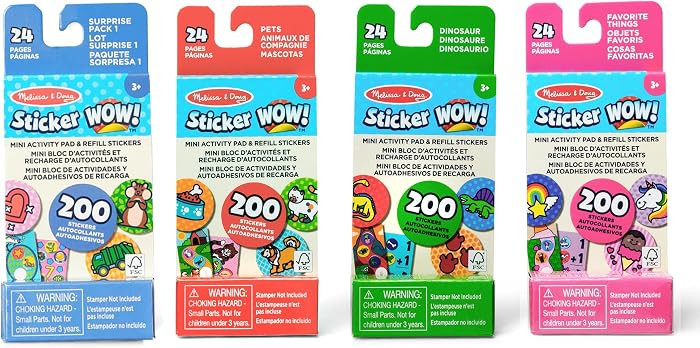 Melissa & Doug Sticker Wow!™ Mini Activity Pad and Refill Stickers 4-Pack (Dinosaur, Pets, Favo... | Amazon (US)