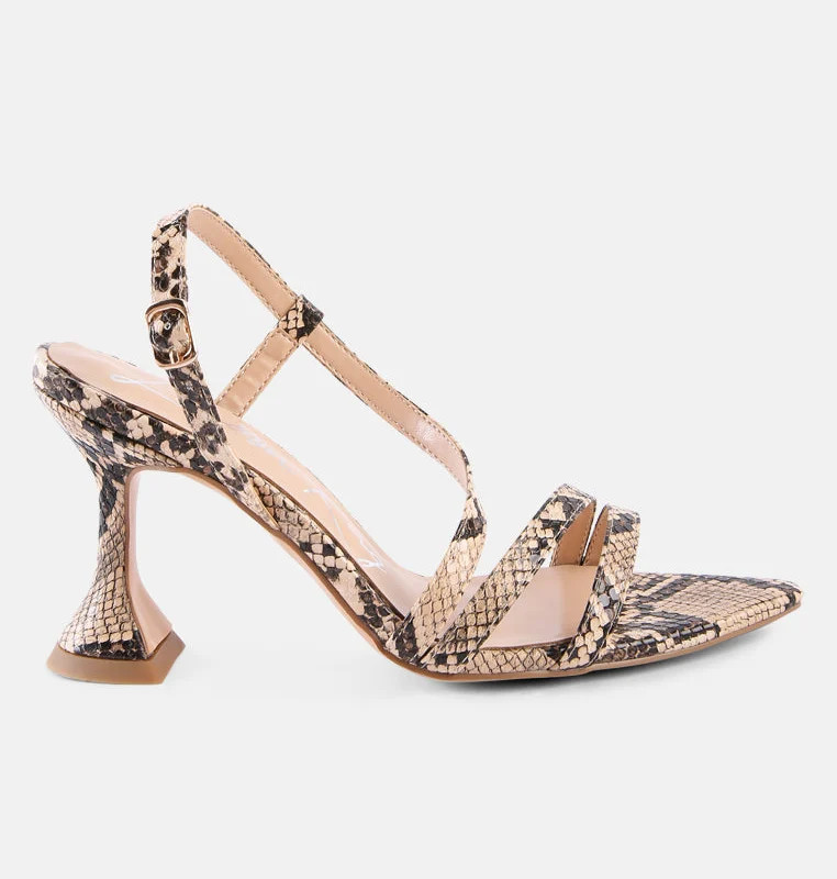 London Rag Cherry Tart Snake Print Spool Heel Sandals - Brown - US 9 | Verishop