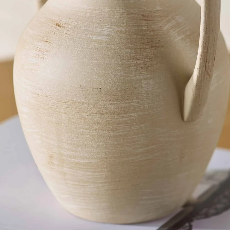 Better Homes & Gardens Ceramic Handled Distressed Vase, 8.75", Taupe | Walmart (US)
