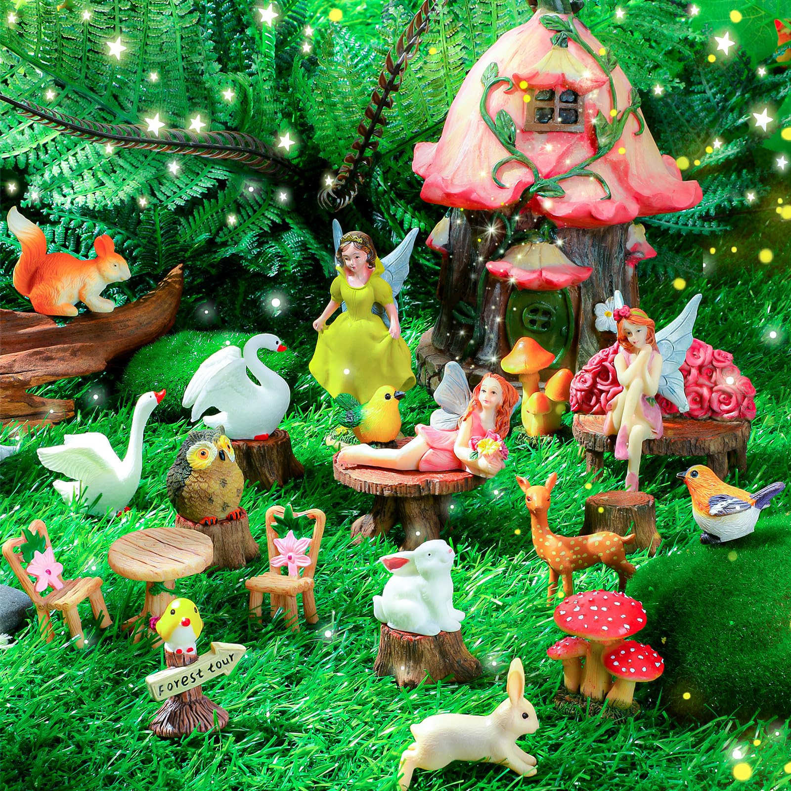 Soaoo Fairy House Garden Figurines Kit Fairy Outdoor Fairy Nativity Set Garden Decor Micro Landsc... | Amazon (US)