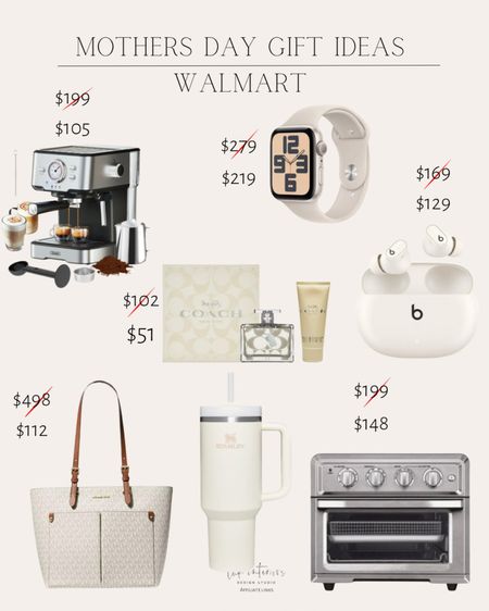 Walmart Mother’s Day gift ideas 
Espresso maker / Apple Watch / coach perfume / oven toaster air fryer / women’s  Michael Kors purse / Stanley cup

#LTKhome #LTKsalealert #LTKGiftGuide