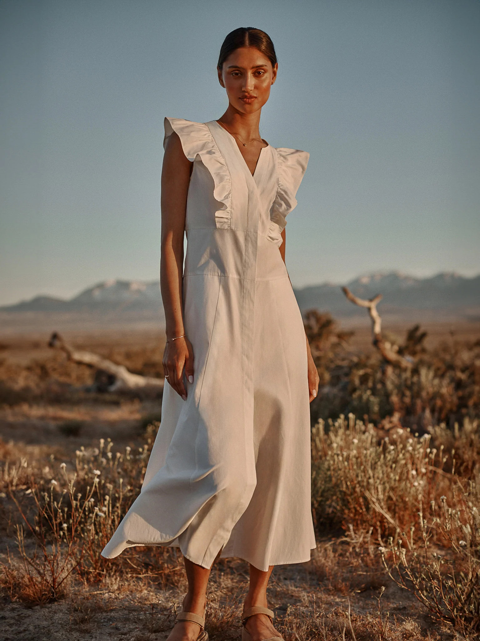 Women's Aurora Ruffle Dress in Ivory | Brochu Walker | Brochu Walker