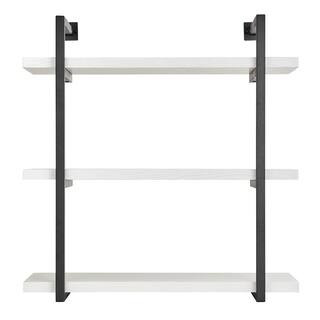 DANYA B Modern 31.5 in. x 11 in. x 33.2 in. 3-Tier Hanging Bracket Decorative Wall Shelf in Black... | The Home Depot