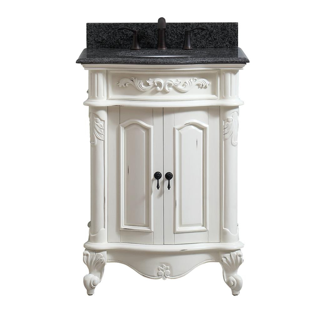 Avanity Provence 25 in. W x 22 in. D x 35 in. H Bath Vanity in Antique White with Granite Vanity Top | The Home Depot