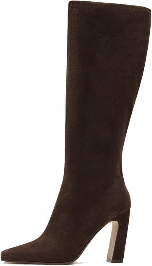 Lovee Cosee Knee High Boots for Women Square Toe Chunky Heeled Boots with Side Zipper Fashion Dre... | Amazon (US)