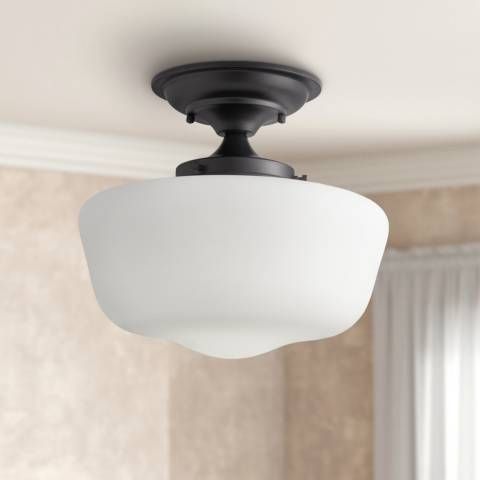 Schoolhouse 12 1/4" Wide Black Finish Floating Ceiling Light - #84J11 | Lamps Plus | Lamps Plus