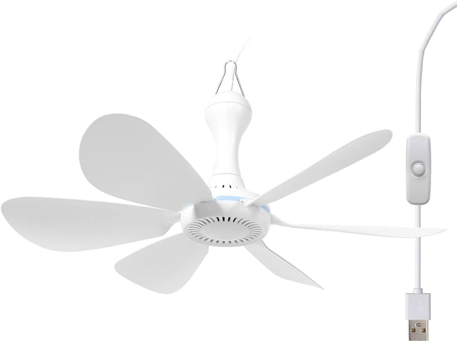USB Mini Small Ceiling Fan Battery operated,Power Bank powered quiet Camping Optional Emergency P... | Amazon (US)