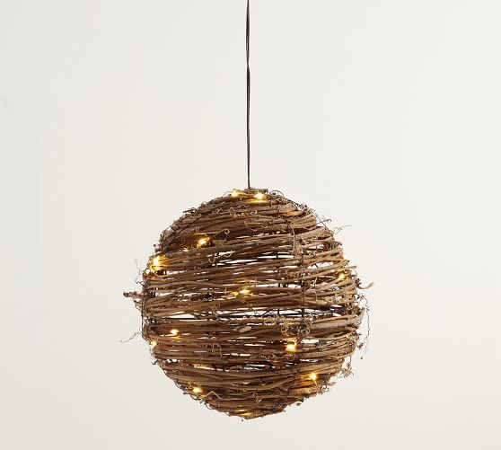 Twinkling Woven Grapewood Ball | Pottery Barn (US)