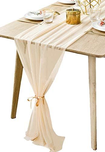 BOXAN Gorgeous Light Gold Table Runner 30x120 Inch for Beige Romantic Wedding Decor, Bridal Showe... | Amazon (US)