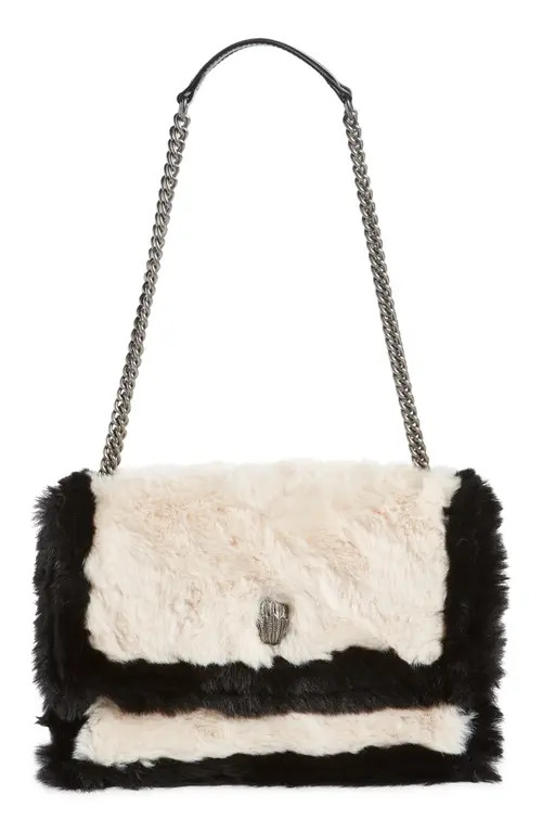 Kurt Geiger London Shoreditch Convertible Faux Fur Crossbody Bag in White/Blk at Nordstrom | Nordstrom
