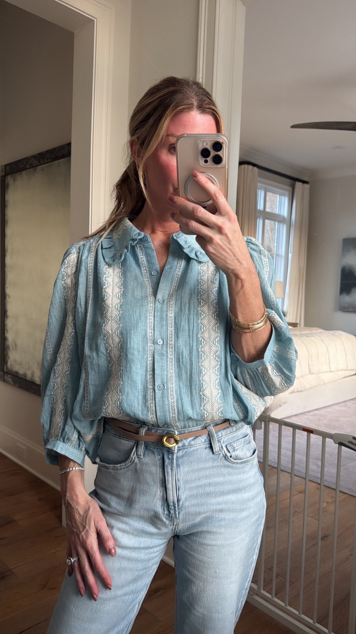 Wearing a small on top.
Jeans are TTS 