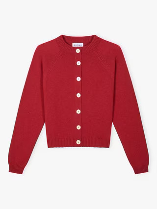 Brora Raglan Sleeve Pure Cashmere Cardigan, Garnet | John Lewis (UK)