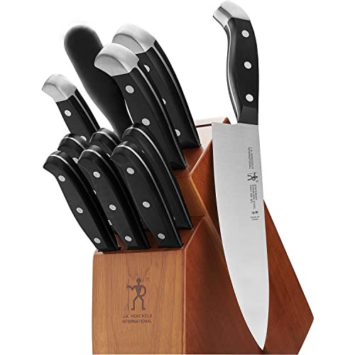 HENCKELS Premium Quality 12-Piece Knife Set with Block and Knife Sharpener, Razor-Sharp, German Engineered Knife Informed by over 100 Years of Masterful Knife Making, Brown Block | Amazon (US)