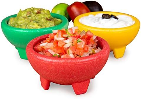 Nostalgia Taco Tuesday 3-Piece Bowl Set in Red, Yellow, Green, Made of Durable Dishwasher Safe Pl... | Amazon (US)