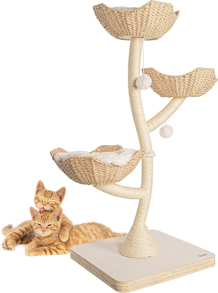 Modern Cat Tree Tower -52Inch Tall Cat Tower for Indoor Cats - Solid Wood Cat Condo with 3 Basket... | Amazon (US)