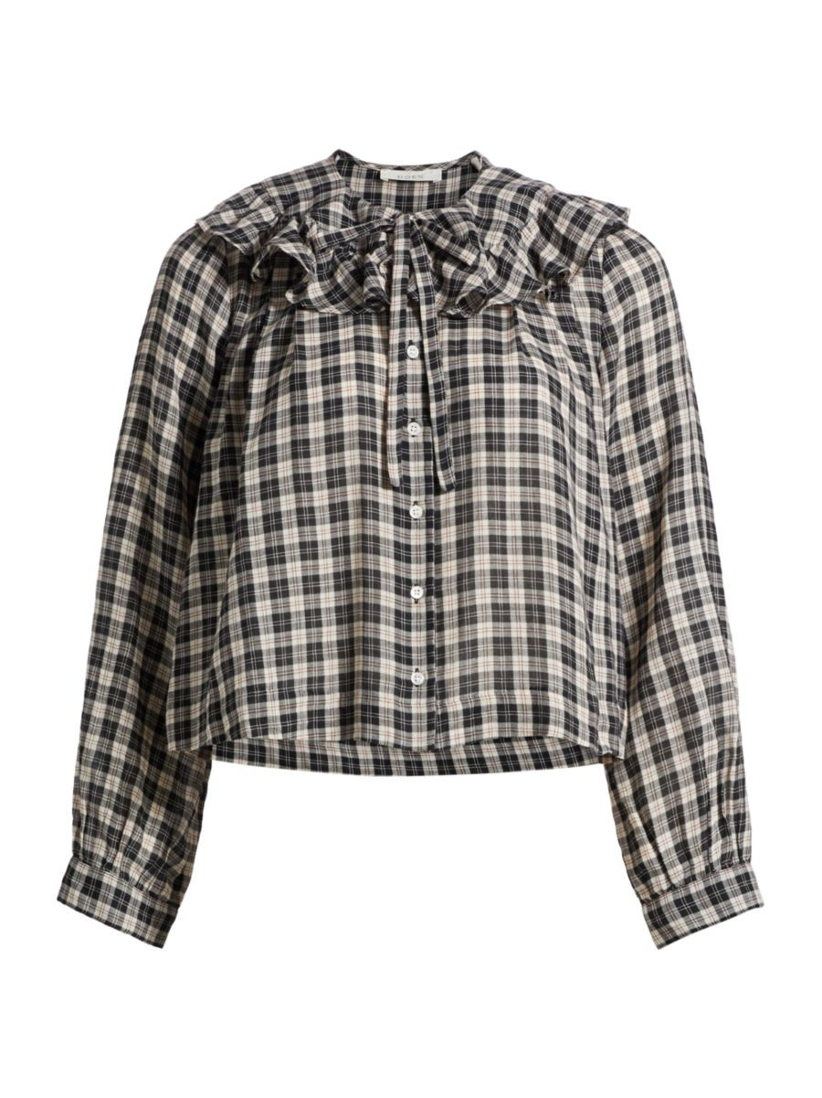 Joelle Plaid Organic-Cotton Long-Sleeve Shirt | Saks Fifth Avenue