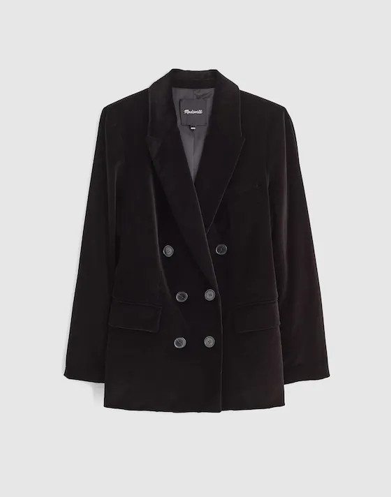 Peak-Lapel Double-Breasted Blazer in Velvet | Madewell