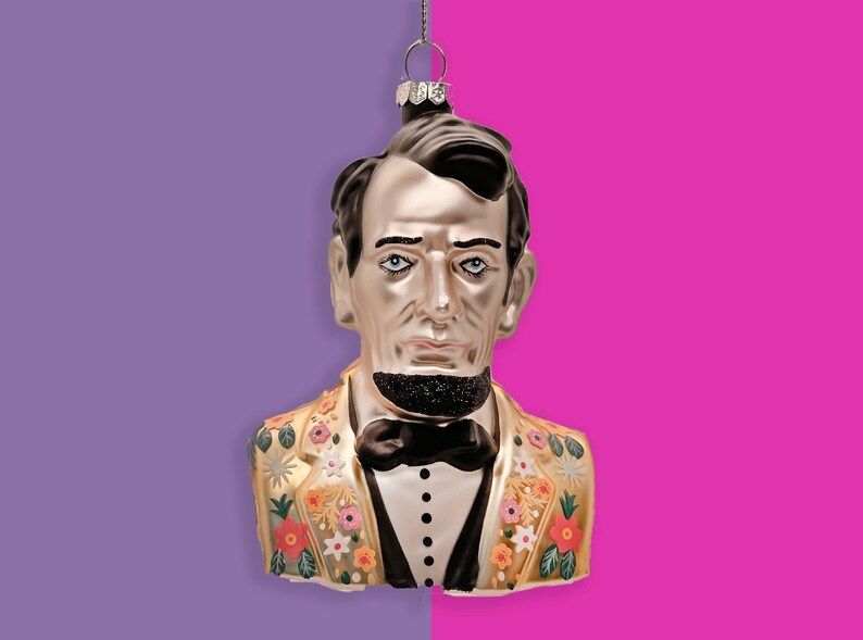 Hipster Abraham Lincoln Glass Christmas Ornament | Etsy (US)