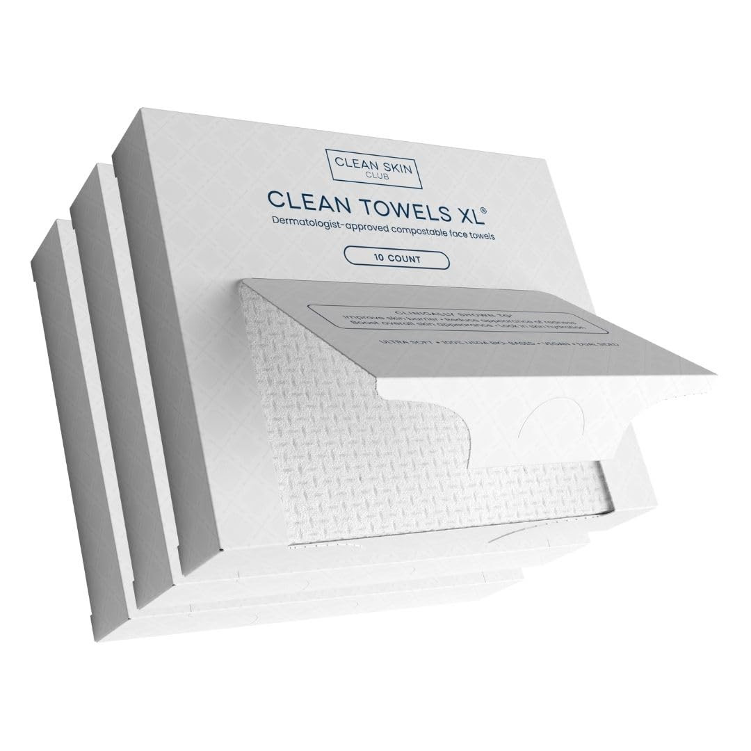 Clean Skin Club Clean Towels XL®, 100% USDA Biobased Face Towel, Disposable Face Towelette, Ecze... | Amazon (US)