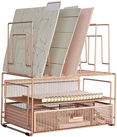 Blu Monaco Workspace Rose Gold Desk Organizers and Storage Accessories Desktop Rack File Organize... | Amazon (US)