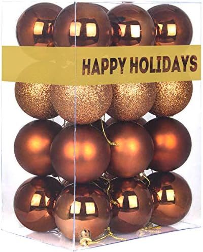 Bronze 3.2" Large Christmas Balls - Christmas Tree Decoration Ornaments Shatterproof Hanging Ball... | Amazon (US)