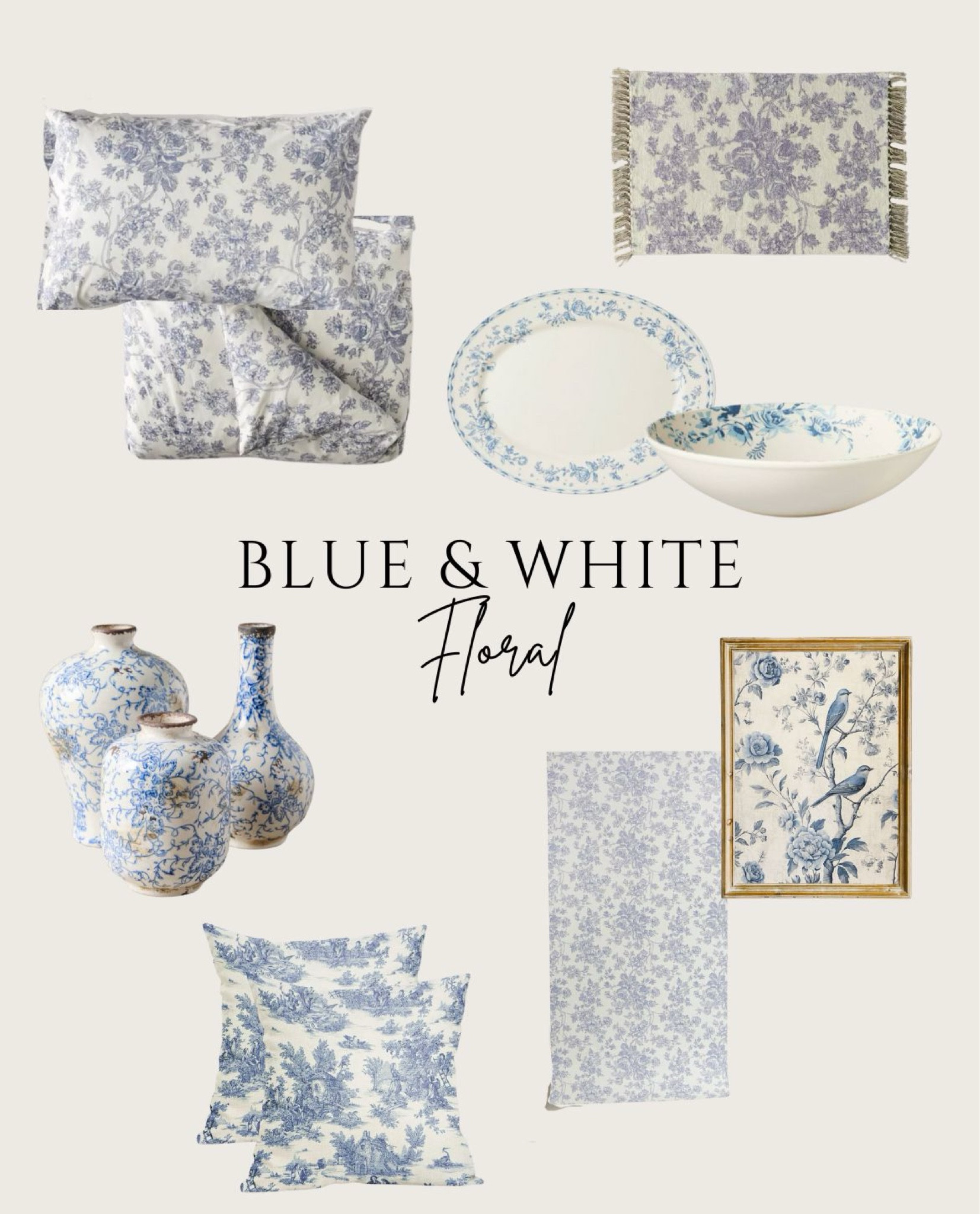 Blue and white floral. Toile pattern home decor finds 

#LTKFindsUnder100 #LTKHome #LTKFindsUnder50