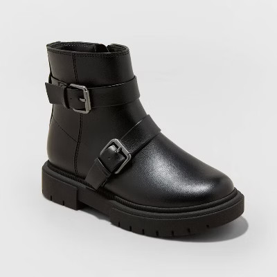 Girls' Cadi Zipper Moto Boots - art class™ Black | Target