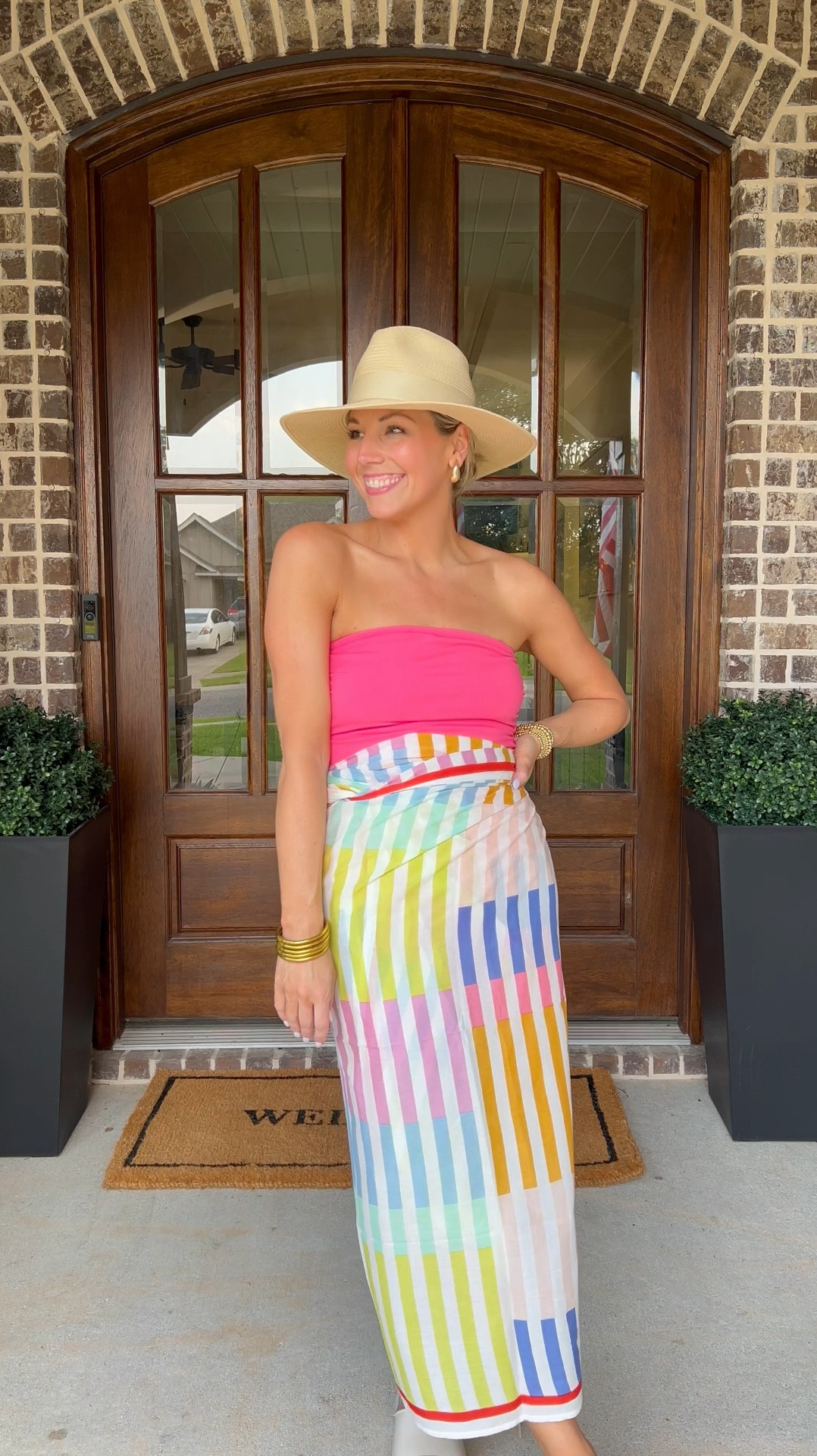Styling a beach sarong 4 ways!
Rainbow sarong: local boutique Pine + Plains
Swimsuit- Target, sized up to Medium
Sandals- Target
Earrings- Amazon
Hat- old but linked similar 

#LTKStyleTip #LTKVideo #LTKSwim