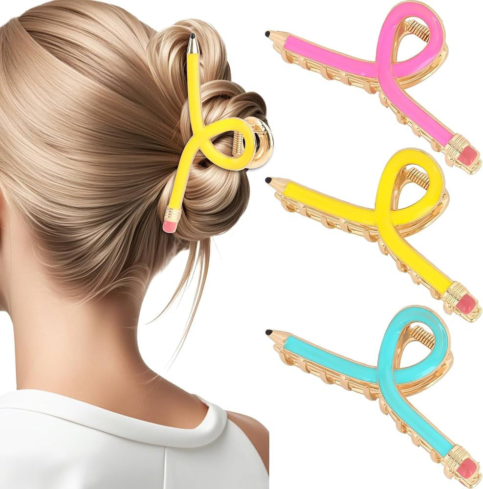 YARIEW Pencil Hair Claw Clips for Women Thick Hair Funny Back to School Hair Clips for Thin Hair ... | Amazon (US)