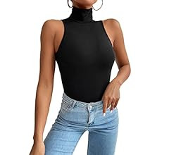 Milumia Women's Sexy Mock Turtle Neck Sleeveless Tank Top Bodysuit Leotard | Amazon (US)