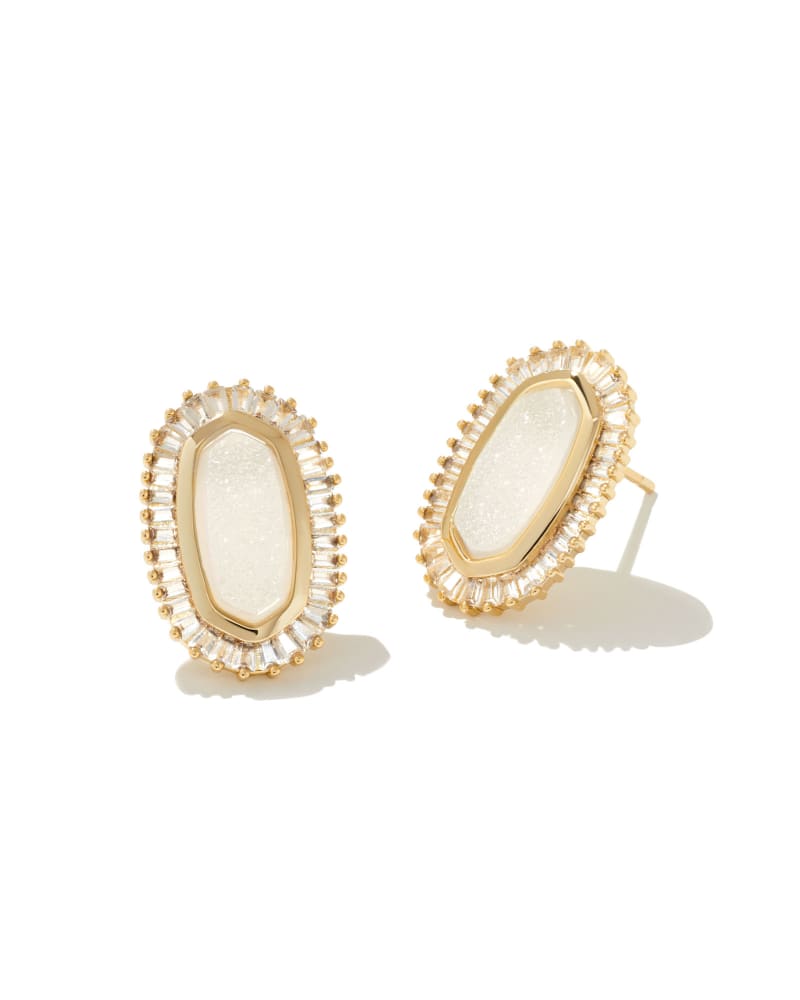 Baguette Ellie Gold Stud Earrings in Iridescent Drusy | Kendra Scott | Kendra Scott