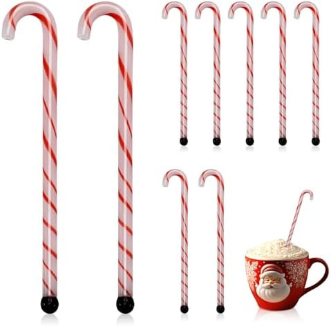 6 Pcs Christmas Glass Drink Stirrers 7 Inch Xmas Stir Sticks Reusable 3D Coffee and Cocktail Stir... | Amazon (US)