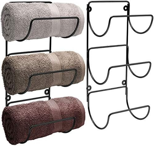 Sorbus Towel Rack Holder Set - Wall Mounted Storage Organizer for Towels, Washcloths, Hand Towels, L | Amazon (US)