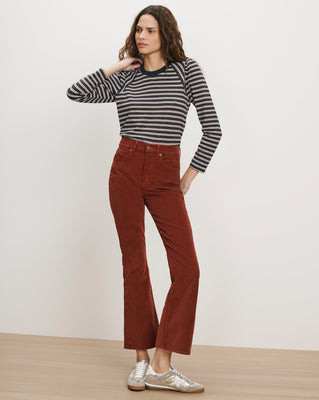 Veronica Beard Carson Corduroy Kick-Flare Pant Rust | Veronica Beard