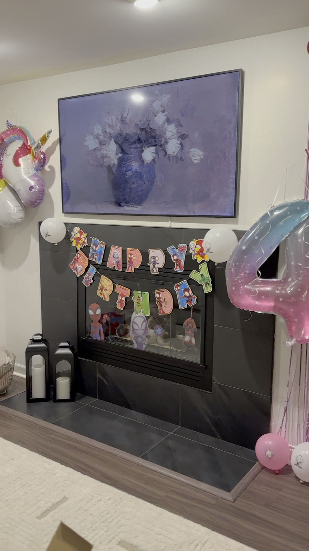 Spidey & Friends + pink birthday decorations 

UndeniablyElyse.com

4th birthday, Girl birthday, preschooler birthday, unicorn, number balloon, pink tinsel, birthday banner, ghost spider, 



#LTKkids #LTKunder50