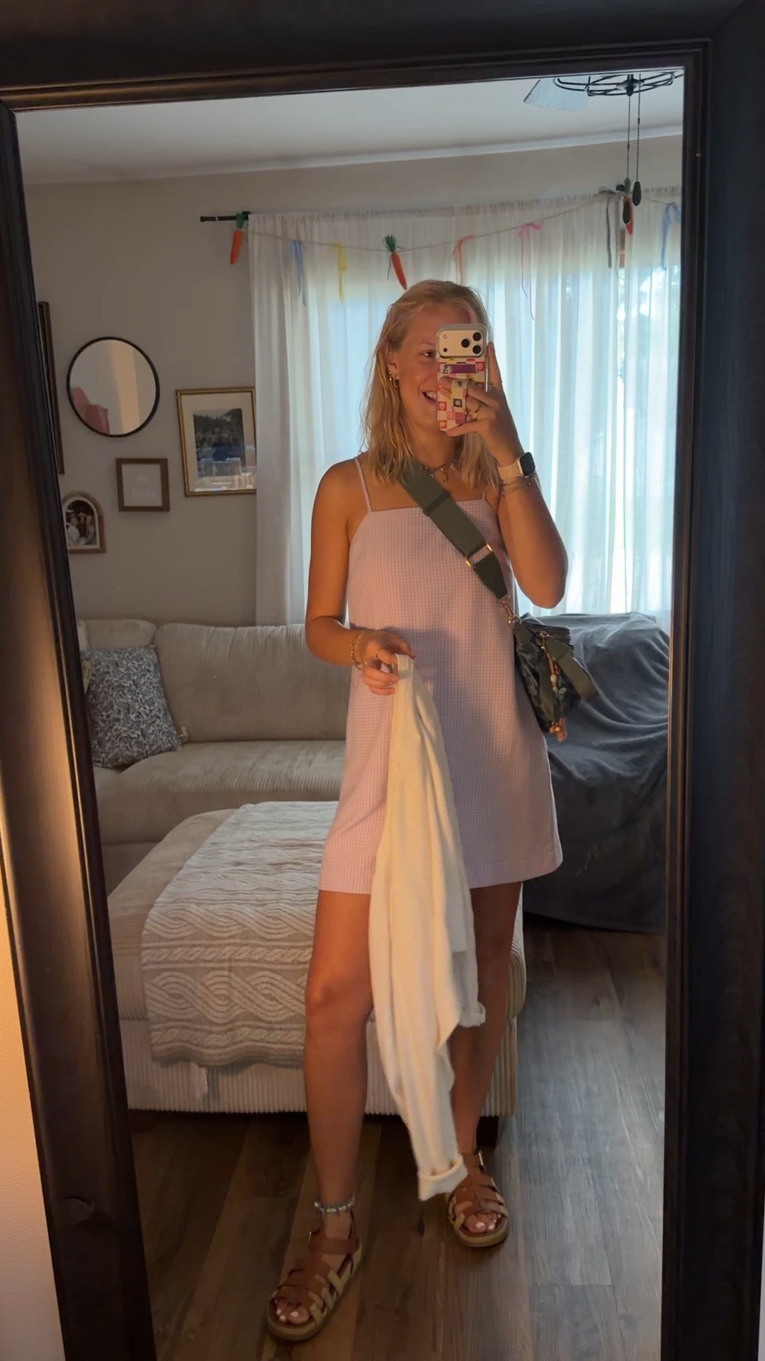 Last night’s din outfit with the girlsss— 09.02.26 💜🤍

Strappy Mini Shift Dress — comes in 8 colors, lined, adjustable straps, and is PERRRFECT for summer (concerts 🤠, casual dinners, winery days, work outfit with sneakers or sandals.. etc.) 💜🤍

So so so SOOOO many good deals at Old Navy right now, tons of dupes for a 1/4 OF THE PRICE!!! 🤑

size small in Old Navy dress
size 8 in brown @Target sandals
size small in cream of Navy sweater

Old Navy deals, spring deals, spring outfits, spring dresses, athletic wear, athleisure wear, trending shorts, green leggings, Old Navy finds, Old Navy dresses, Old Navy pants, linen pants, denim shorts, jelly flats, transition pieces, trending at Old Navy, hot deals, casual dresses, summer dresses, purple dresses, country concerts, concert outfits, Target shoes, Target sandals, brown sandals, summer dinner outfits, watch now

#LTKootd #LTKSaleAlert #LTKSeasonal
